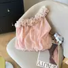Foto Real de una Camisola Suave de un Hombro con Cuello Halter, Nuevo Top Suelto de Verano Estilo Francés sin Hombros