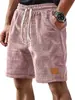 2026 Novos Shorts Casuais Respiráveis com Cordão para Homem, Xadrez Pequeno, Versáteis de Cinco Pontos com Etiqueta de Couro, para Vendas Transfronteiriças na Amazon