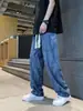 Pantalones casuales de pana de moda para hombre con estampado completo de letras, pantalones finos de primavera/otoño, pantalones largos rectos holgados vintage