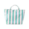 Bolso de mano de PVC a rayas para mujer, bolso cruzado de gran capacidad para el trabajo, bolso de viaje portátil, bolso tote ligero y elegante