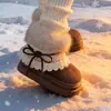 Botas de Neve de Moda Peludas para Mulheres, Forradas com Lã Grossa de Inverno, Estilo Fair Isle, Novas 2025, Versáteis, Botas Curtas com Solado Grosso