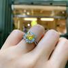 Europeu e Americano Diamante Amarelo Quadrado terno de jóias Amazon transfronteiriço amarelo brincos de zircão de diamante completo das mulheres anel de zircão