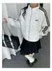 Sudadera cárdigan de punto con estampado de lunares estilo vintage americano, cuello alto, para mujer y hombre, chaqueta deportiva de otoño e invierno, estilo asiático ligero Y2K