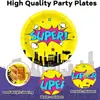 Conjunto de Louças de Festa de Aniversário Tema Novo Super-Herói da Amazon Bandeja de Papel Descartável Copo de Papel Decoração de Cena