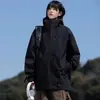 Chaqueta funcional negra para hombre de primavera y otoño, marca de moda, corte holgado, chaqueta funcional impermeable y cortavientos para exteriores