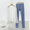 Conjunto de Duas Peças de Moda Casa Nova Primavera e Verão para Mulheres, Conjunto Casual de Camisa com Proteção Solar Solta Fina e Leggings