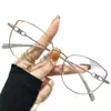 Gafas de Ojo de Gato Doradas de Alambre Ultraligeras de Diseñador para Mujer, Armazones de Metal Lisos para Miopía, Armazones de Gafas Versátiles y Elegantes