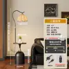 Luminária de Chão Yuzu para Pesca com Prateleira de Armazenamento e Mesa de Café, Peça Decorativa Integrada em Estilo Vintage para Sala de Estar ao Lado do Sofá