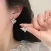 Pendientes de Plata S925 con Aguja de Plata, Hoja de Zirconia, Perla Gris de Cáñamo Genuina para Mujer, con Diseño Único y Estilo Elegante, Nuevo Modelo 2026