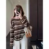 Suéter de rayas color block atmosférico y moderno, suéter de punto casual y estilizado para mujer, nueva colección Otoño/Invierno 26 H082812
