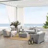 Sofá de Pátio Externo Villa Jardim Bar Pousada Hotel Mobiliário de Lazer Externo Proteção Solar Rattan Mesa de Centro Combinação