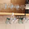 Estante de almacenamiento para tazas de cocina sin perforaciones para el hogar, estante para tazas de agua, estante para gabinete, gancho para colgar, organizador de almacenamiento