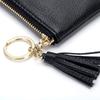 Mini monedero para mujer, de piel auténtica, con cremallera y bolsillo sencillo para llaves.