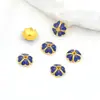 Flor de ouro 18K que preserva a cor com aplicação de esmalte cloisonné em forma de gota de óleo, cena de flor, suporte para contas, pulseira e colar DIY, miçanga, tampa de flor C23