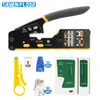 Kit de Herramientas de Crimpeo de Red de Siete Pisos Pinzas Todo en uno Pinza de Crimpeo Ethernetafilada Para Ensamblaje de Cables LAN de Oficina en Casa