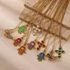 Pingente de Colar Esmaltado Colorido Vintage Transfronteiriço, Não Desbota, Design de Olho Cruzado em Forma de Coração Feminino, Aço Inoxidável Estiloso