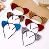 Accesorios coreanos para el cabello: linda diadema con estampado de leopardo y orejas de gato, dulce y súper adorable accesorio para la cabeza de dibujos animados, lindo pasador para selfie, al por mayor de moda