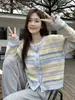 Chaqueta de punto suelta a rayas estilo coreano para mujer, versátil, cárdigan fino, abrigo para damas, Primavera temprana y Otoño 2026