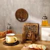 Base de Madera para Cazuela Platos Sólidos de Madera para Bocadillos Base Aislante de Madera para Cazuela Juego de Té Posavasos para Café Posavasos Tallado Hueco