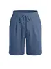 Pantalones cortos de lino con cordón, talla europea, sueltos, para hombre, comercio exterior europeo y americano de Amazon, color liso, sencillos y casuales