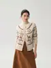 Cárdigan jacquard de reno vintage de cachemira para mujer, suéter bordado de cuello redondo para otoño e invierno, prenda exterior tejida suave y acogedora