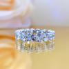 Anel de Prata S925 Formato de Pêssego Amoroso com Fileira de Diamantes Diamante de Alto Carbono Zircônia Empilhável Estilo Ins Feminino Coração Doce Formato Europeu e Americano Simulação