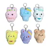 Llavero de animal de peluche de dibujos animados, lindo colgante de conejo con gafas y oso, decoración de mochila femenina, accesorio para bolso