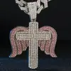 Popular Transfronteiriço Strass Personalizado Completo em Diamante Asas de Anjo Cruz Pingente Hip-Hop Personalizado Criativo