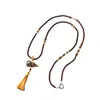 Nueva cadena para teléfono móvil de calabaza de sándalo estilo chino, cadena larga cruzada, accesorio de cultura tradicional china, collar vintage de cuentas budistas, cadena para suéter