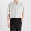 Camisa de Hielo para Hombre Estilo Ligero y Maduro Manga Corta de Verano Delgada Holgada con Caída Sin Planchar