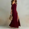 2026 Ropa de mujer transfronteriza europea y americana nueva moda casual ropa de trabajo color liso botón abertura vestido holgado