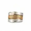 Anillos de Banda Ancha Estilo Europeo y Americano Luochen para Hombres y Mujeres, Diseño de Línea Ondulada, Joyería Versátil de Personalidad de Moda