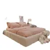 Cama redonda acolchada estilo nórdico, cama doble para dormitorio, cama doble de tela estilo princesa moderna simple de terciopelo, estilo ins