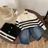 Liquidación, sin devoluciones ni cambios, 18 yuanesSuéter cárdigan para niños MaiBao, a rayas, unisex, camisa de algodón puro