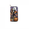 Cartera larga con cremallera de calavera de dibujos animados transfronteriza PU 2467 Cartera de mano para nochebuena con estampado de figura