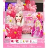 Traje de globos de cumpleaños transfronterizo para niños, decoración de tela para pared de fondo de fiesta de un año, suministros, accesorios para fotos, niños y niñas