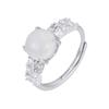 Anillo de calcedonia natural en plata de ley 925 para mujer, con forma de huevo, fideos de huevo, jade de hielo alto, huevo de paloma, estilo tranquilo, nuevo anillo de diamantes de imitación de estilo chino.