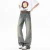 Comercio Exterior Transfronterizo Jeans Jacquard Espinoso Estilo High Street Americano Pantalones Hombres Lavados Rectos Ligeramente Acampanados Pantalones Cimitarra
