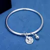 Pulsera de Cobre Blanco Plateado Anillo Plateado para Mujer Pulsera de Campanilla Marca Fu para Mujer Joven Pulsera Cerrada Sólida para Novia