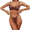 Renda Francesa Cruzada Roupa Íntima Sexy Sutiã Fino Vazado Tanga Roupa Íntima Anti-flacidez conjunto