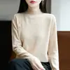 Suéter Tricot Pulôver Feminino Outono/Inverno 2026 com Gola Meia Alta e Botões Laterais, Suéter de Manga Longa Camada Base Feminina