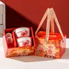Conjunto de Louça Cerâmica Tigela e Prato, Caixa de Presente Cerâmica Tigela e Colher, Pequeno Presente Prático para Eventos, Lembrancinha, Conjunto de Tigela e Prato Souvenir