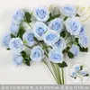 Rosas de Creme Simuladas de 3 Cabeças, Decoração de Fundo para Casamento, Arranjo de Flores para Guia de Estrada, Flores de Seda Estilo Europeu para Casamento, Flores Artificiais