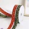 Serie Navideña Cinta de Terciopelo Estampada en Oro de 2.5 cm para Decoración Festiva, Envoltura de Regalos y Creación de Lazos con Cinta de Terciopelo
