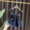 Meninas 0-5 anos de idade moda jeans vestido de alça bebê primavera, verão e outono novo estilo coreano vestido de alça todos os jogos