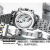 Bodaq Nuevo Reloj Mecánico Totalmente Automático Impermeable Multifuncional para Hombre Esqueleto Luminoso Correa de Acero Inoxidable Calendario