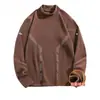 Camisa base térmica de gola alta com zíper parcial para outono e inverno, camiseta de manga longa com forro de fleece, camiseta de camada interna com gola média