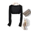 Cárdigan de punto de verano ultracorto con protección solar al por mayor de fábrica para mujer, camisa fina para aire acondicionado, chal pequeño, abrigo de manga larga