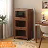 Estantería de almacenamiento, librero de pie, gabinete de almacenamiento integrado de pared, gabinete doméstico de madera maciza con puertas, vitrina a prueba de polvo