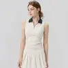 Roupas de yoga transfronteiriças no atacado: Top esportivo com zíper parcial e sutiã embutido, saia de tênis modeladora e conjunto de roupa fitness para mulheres, disponível para dropshipping